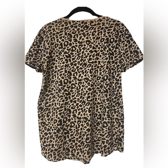Zara Tan Black Cheetah Leopard Short Sleeve Scoop Neck Loose Top Size S - Picture 2 of 5